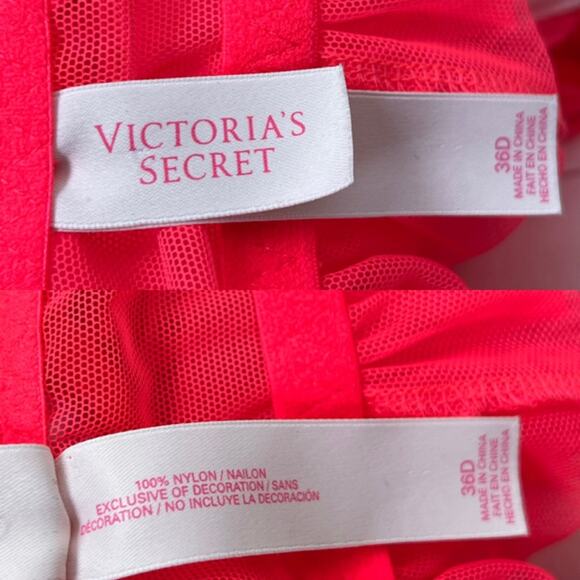 Victoria’s Secret Hot Pink Ruffle Push-Up Babydoll 36D Romantic Valentine Y2K - Picture 3 of 8